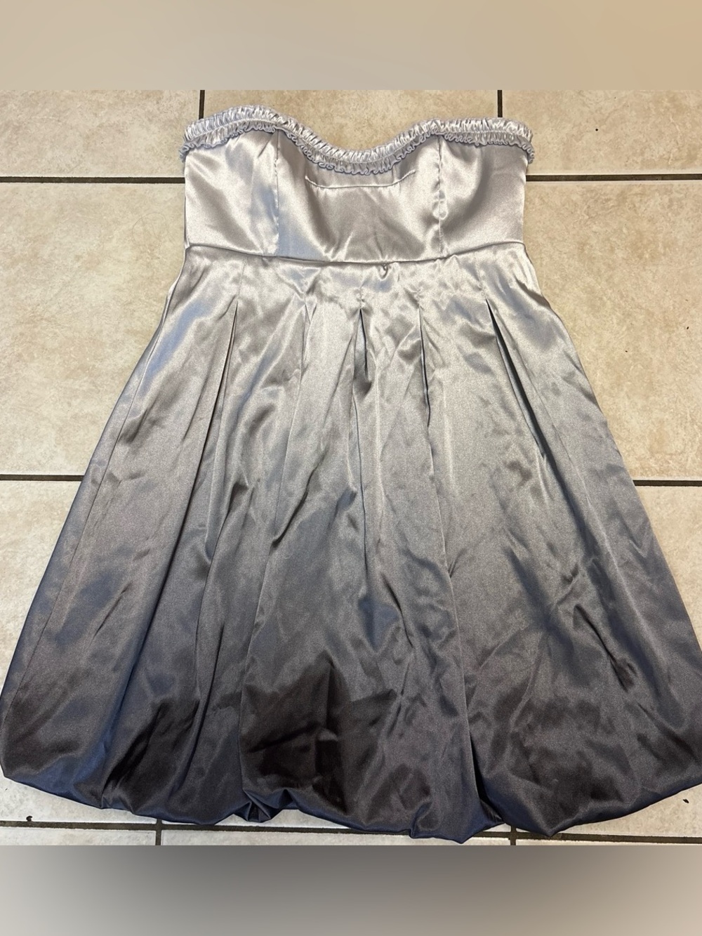 Y2K Ruby Rox Silver Ombré Strapless Bubble-Hem Dress💕